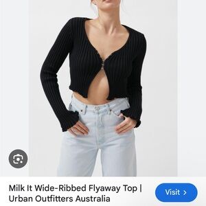 Milk it wide ribbed flyaway crop top
